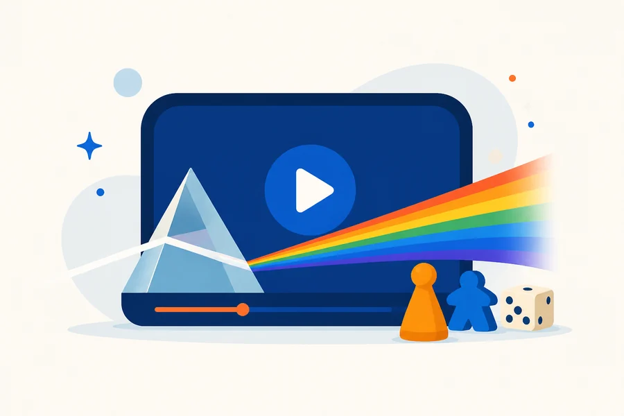 Schermo video, prisma e componenti di un gioco